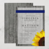 NAVY BLUE & SUNFLOWER WEDING EINLADUNG (Vorne/Hinten)