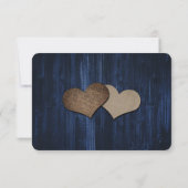 Navy Blue Sunflower Wood String Lights Wedding RSVP Karte (Rückseite)