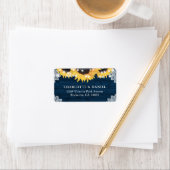 Navy Blue Sunflower Wood Wedding Address Labels Adressaufkleber (Insitu)