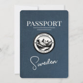 Navy Blue Sweden Passport Hochzeitseinladung Einladung (Rückseite)