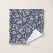 Navy Blue Swirl Blume Badhandtuch Set (Waschlappen)