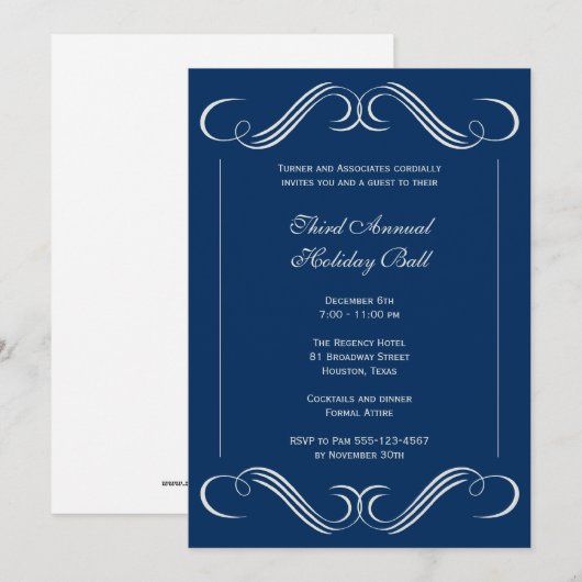 Navy Blue Symphony blühe Corporate Event Party Einladung (Vorne/Hinten)