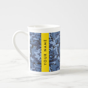 Navy Blue Tarnmuster Ihren Namen personalisieren Porzellantasse