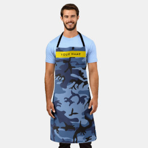 Navy Blue Tarnmuster Ihren Namen personalisieren Schürze