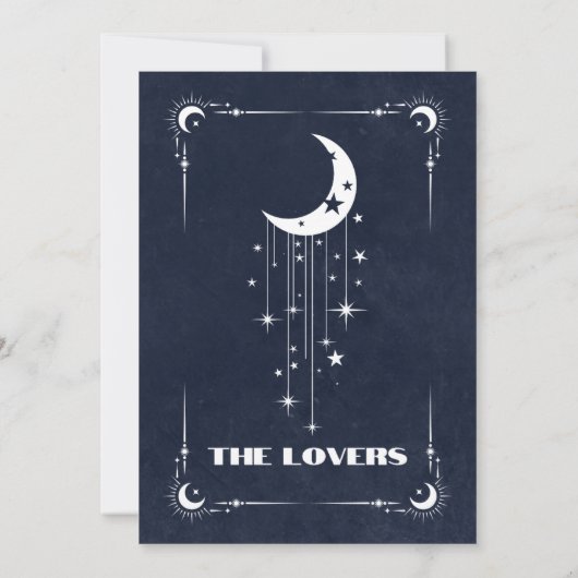 Navy Blue Tarot The Lovers Wedding Save The Date (Rückseite)