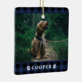 Navy Blue Tartan Kariert Dog Foto Ornament (Rechts)