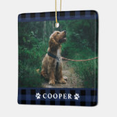 Navy Blue Tartan Kariert Dog Foto Ornament (Links)