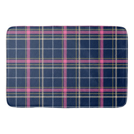 Navy Blue Tartan Kariert mit Pink White Beige Badematte