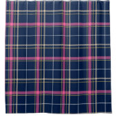 Navy Blue Tartan Kariert mit Pink White Beige Duschvorhang (Vorderseite)