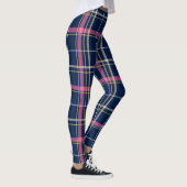Navy Blue Tartan Kariert mit rosa Streifen Leggings (Rechts)