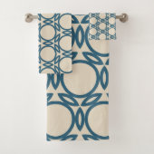 Navy Blue Taupe Geo Design Badhandtuch Set (Insitu)