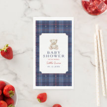 Navy blue teddy bear baby shower napkins
