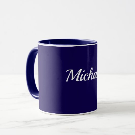 Navy Blue Template, White Text, Customizable, Tasse (Vorderseite Links)