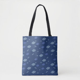 Navy Blue Textur mit Blue Fish Wiederholung Design Tasche