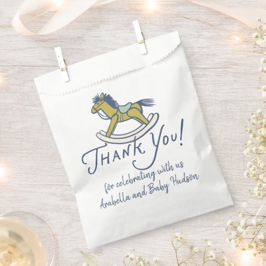 Navy Blue Thank You Rocking Horse Baby Shower Geschenktütchen (Ausgeschnitten)