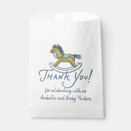 Navy Blue Thank You Rocking Horse Baby Shower Geschenktütchen