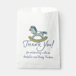 Navy Blue Thank You Rocking Horse Baby Shower Geschenktütchen