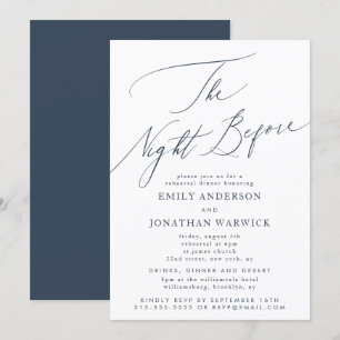 Navy Blue The Night Before Probe Wedding Einladung