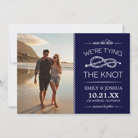 Navy Blue The Tying the Knots Foto Save the Date (Vorderseite)