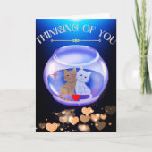 Navy Blue Thinking Sie Liebe Cat Crystal Moderne Dankeskarte (Vorderseite)