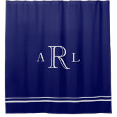 Navy Blue Three Letter Monogram Duschvorhang (Vorderseite)