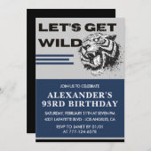 Navy Blue Tiger Men 93. Geburtstag Einladung (Vorne/Hinten)