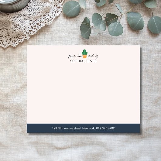 Navy Blue Timeless Cactus Stationery Note Card Einladung