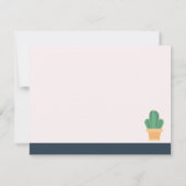 Navy Blue Timeless Cactus Stationery Note Card Einladung (Rückseite)