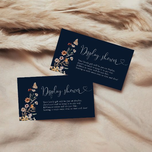 Navy Blue Tiny Wildblume Babydusche Begleitkarte