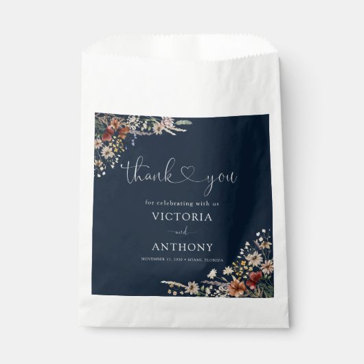 Navy Blue Tiny Wildblume Brautparty Fvor Bag Geschenktütchen (Vorderseite)