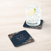 Navy Blue Tiny Wildblume Brautparty Getränkeuntersetzer (Rechte Seite)