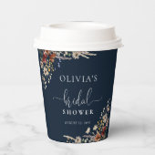 Navy Blue Tiny Wildblume Brautparty Paper Cups Pappbecher (Rückseite)