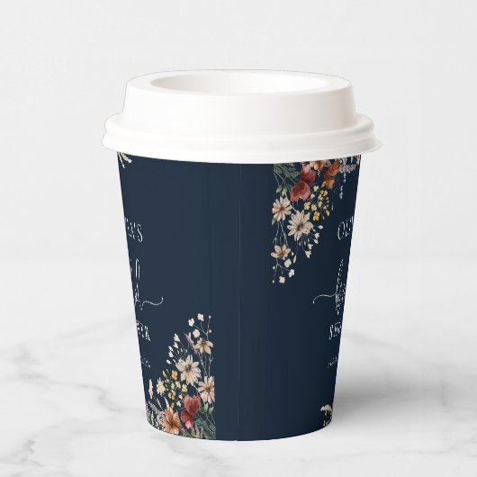 Navy Blue Tiny Wildblume Brautparty Paper Cups Pappbecher (Rechts)