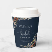 Navy Blue Tiny Wildblume Brautparty Paper Cups Pappbecher (Vorderseite)