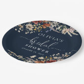 Navy Blue Tiny Wildblume Brautparty Pappteller (Schrägansicht)