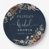 Navy Blue Tiny Wildblume Brautparty Pappteller (Vorderseite)