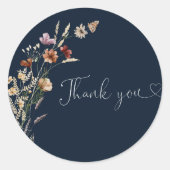 Navy Blue Tiny Wildblume Brautparty Runder Aufkleber (Vorderseite)