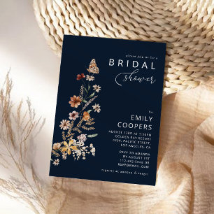 Navy Blue Tiny Wildblume Bridal Dusche Einladung