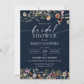 Navy Blue Tiny Wildblume Bridal Dusche Einladung (Vorderseite)