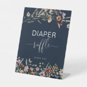 Navy Blue Tiny Wildblume Diaper Raffle Sign Sockelschild (Vorderseite)