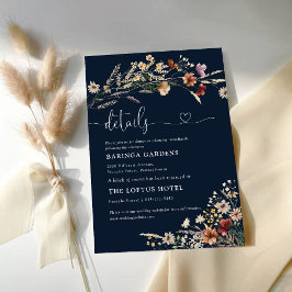 Navy Blue Tiny Wildblume Hochzeitdetails Begleitkarte