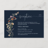 Navy Blue Tiny Wildblume Hochzeitsempfang Begleitkarte (Vorderseite)