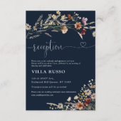 Navy Blue Tiny Wildblume Hochzeitsempfang Begleitkarte (Vorderseite)