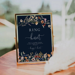 Navy Blue Tiny Wildblume Ring Hunt Sign Sockelschild