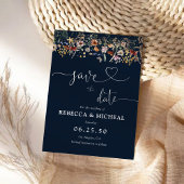 Navy Blue Tiny Wildblume Save the Date Card