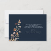 Navy Blue Tiny Wildblume Wedding Flat Dankeskarte (Rückseite)