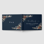 Navy Blue Tiny Wildblume Wedding Guest Book Gästebuch (Voll)