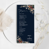 Navy Blue Tiny Wildblume Wedding Menu Menükarte