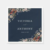 Navy Blue Tiny Wildblume Wedding Napkins Serviette (Vorderseite)