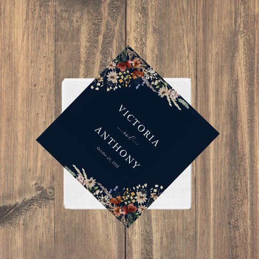 Navy Blue Tiny Wildblume Wedding Napkins Serviette